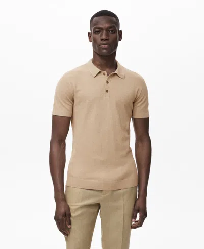MANGO MEN'S FINE-KNIT COTTON POLO SHIRT