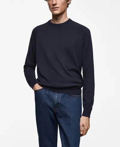 Mango Men's Fine-knit Cotton Sweater In Dark Navy