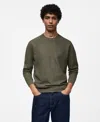 Mango Pull-over Maille Fine Coton In Olive Green