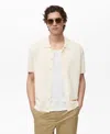 Mango Short Sleeve Knit Button-up Shirt In Neutral