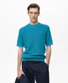 Mango Knit T-shirt In Blue