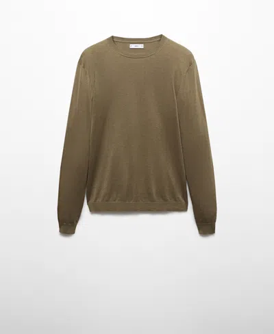 Mango Men's Fine Mulberry Silk Sweater In Medium Brown