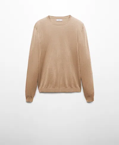 Mango Men's Fine Mulberry Silk Sweater In Medium Brown