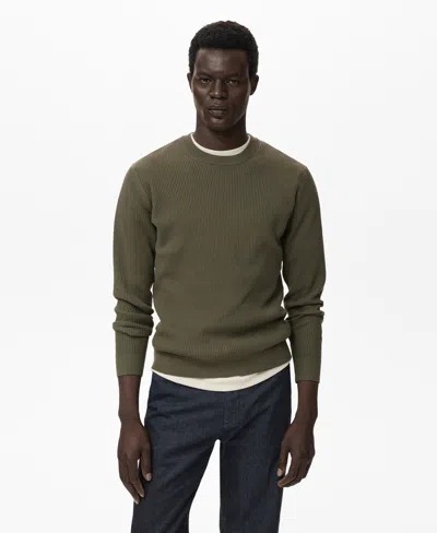 MANGO MEN'S FINE RIB-KNIT COTTON SWEATER