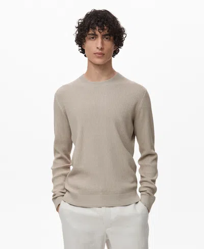 Mango Men's Fine Rib-knit Cotton Sweater In Gray