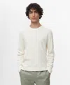 Mango Men's Fine Rib-knit Cotton Sweater In White