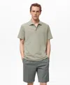 Mango Fine Rib-knit Polo In Green