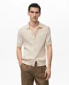 Mango Stripe Structured Short Sleeve Button-up Shirt In Ivory White