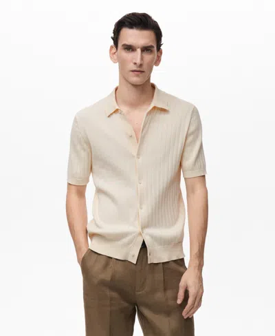 MANGO MEN'S SLIM-FIT FINE RIB-KNIT SHIRT