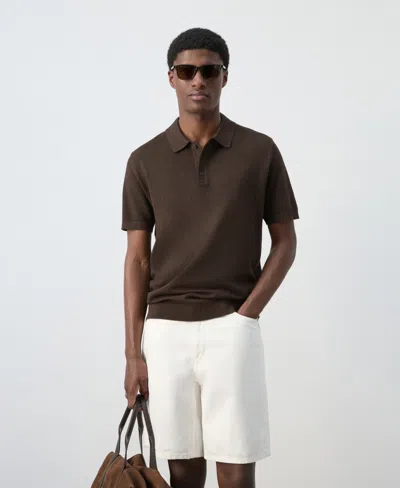 Mango Men's Fine-knit Cotton Polo Shirt In Brown