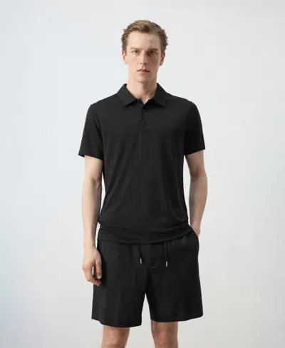 Mango Men's Fine-knit Polo Shirt In Black