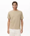 Mango Relaxed Fit Solid Cotton T-shirt In Brown
