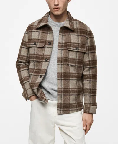 Mango Men's Flannel Overshirt In Sand
