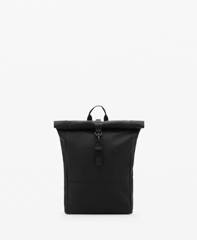 Mango Men's Flap Closure Rubberized Backpack In Black