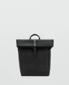 Mango Men's Flap Closure Rubberized Backpack In Black