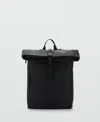 Mango Men's Flap Closure Rubberized Backpack In Black