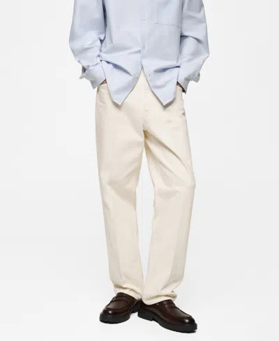 Mango Men's Flattened Stripe Relaxed-fit Jeans In Ecru