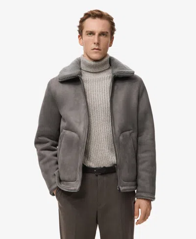 Mango Men's Fleece Lining Double Face Jacket In Gray