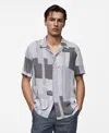 Mango Men's Flowy Printed Shirt In Light,pastel Grey