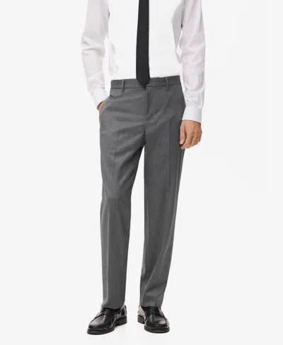 Mango Men's Flowy Straight-fit Pants In Gray