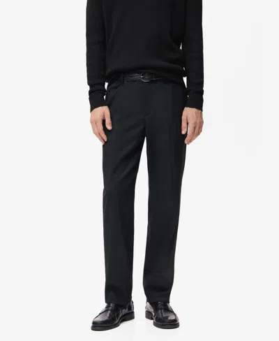 Mango Men's Flowy Straight-fit Pants In Black
