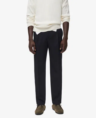 Mango Men's Fluid Straight-leg Pants In Blue