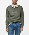 Mango Men's Front Text Polo Sweatshirt In Green