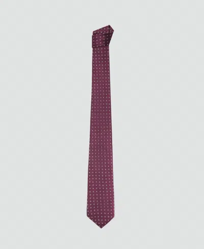 Mango Men's Geometric Patterned Silk Tie In Burgundy