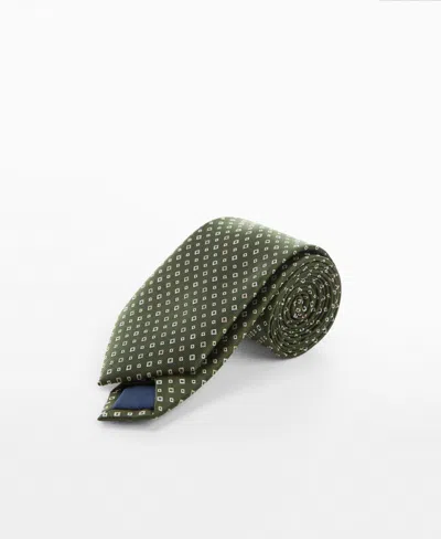 Mango Men's Geometric Patterned Tie In Green