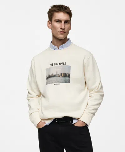 Mango Men's Graphic-print Cotton Sweatshirt In Beige