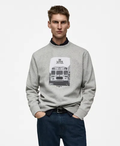 MANGO MEN'S GRAPHIC-PRINT COTTON SWEATSHIRT