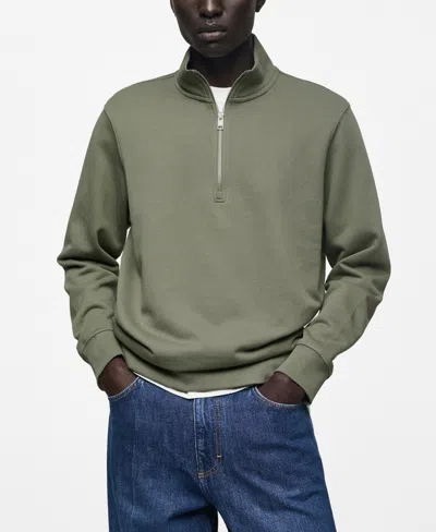 Mango Men's Regular-fit Cotton Sweatshirt In Medium Green