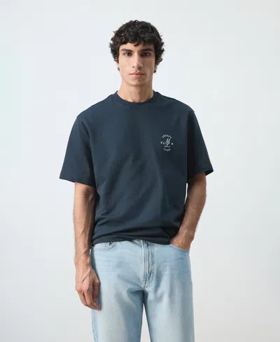 Mango Men's Heavyweight Graphic Embroidered T-shirt In Blue