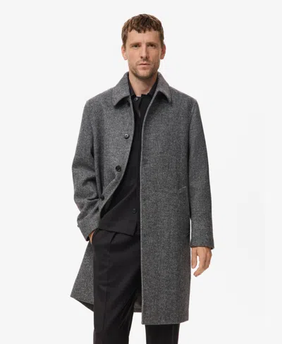 MANGO MEN'S HERRINGBONE WOOL-BLEND COAT