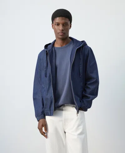 Mango Men's Hooded Denim Jacket In Multi