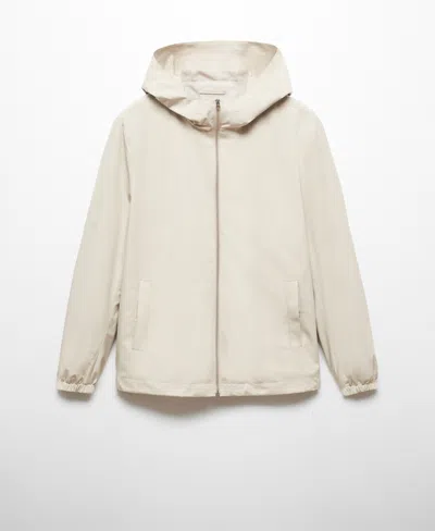 Mango Men's Hooded Zip-up Jacket In Ecru