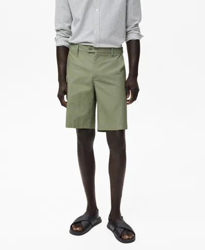 MANGO MEN'S INTERIOR ELASTIC STRIP COTTON BERMUDA SHORTS