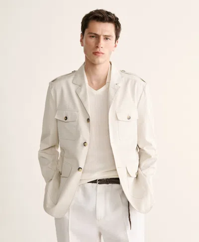 Mango Slim Fit Cotton Jacket In White