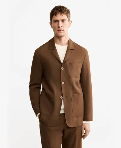 Mango Men's Italian Virgin Wool Flannel Suit Jacket In Brown