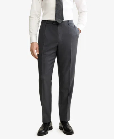Mango Men's Italian Virgin Wool Flannel Suit Pants In Black