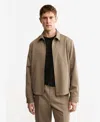 Mango Wool Zip Front Jacket In Brown