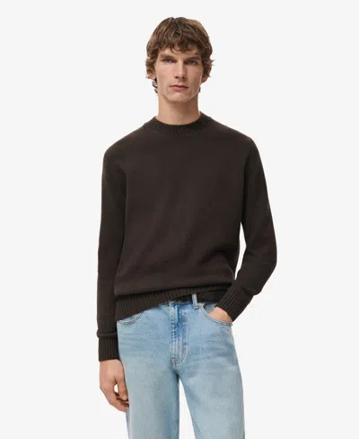 Mango Men's Italian Wool Knitted Sweater In Brown