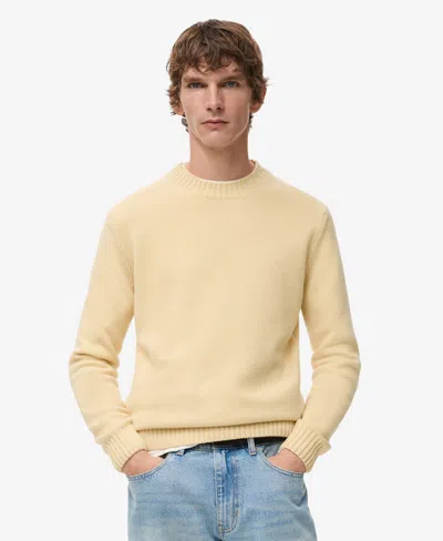 Mango Men's Italian Wool Knitted Sweater In Yellow