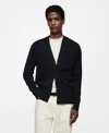 Mango Button Front Cardigan In Dark Navy