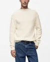 Mango Finely Knit Crewneck Sweater In Off White