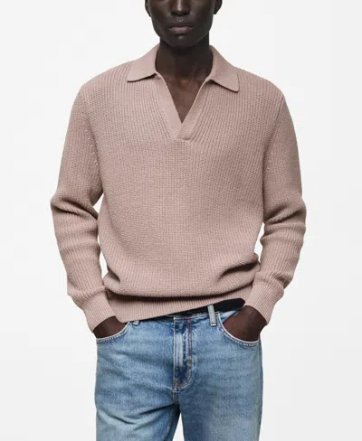 Mango Men's Knit Polo-collar Sweater In Lavender