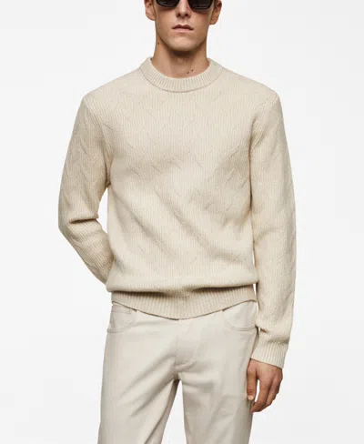 Mango Men's Knitted Braided Sweater In Light,pastel Gray