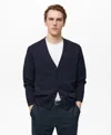 Mango Relaxed Cotton Cardigan In Night Blue