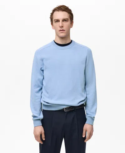 Mango Men's Knitted Cotton Sweater In Sky Blue