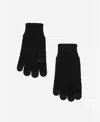 Mango Two-tone Knit Gloves In Black